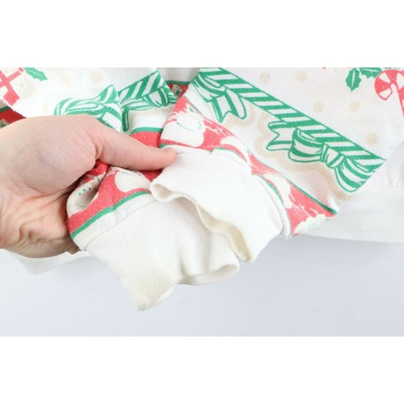 Vintage 90s Streetwear Womens 22 All Over Print Christmas Ugly Sweatshirt USA - Picture 4 of 10